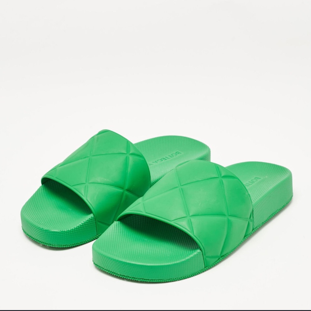 Bottega Veneta Green Rubber Slides Size 41 IT Size 10 US Women